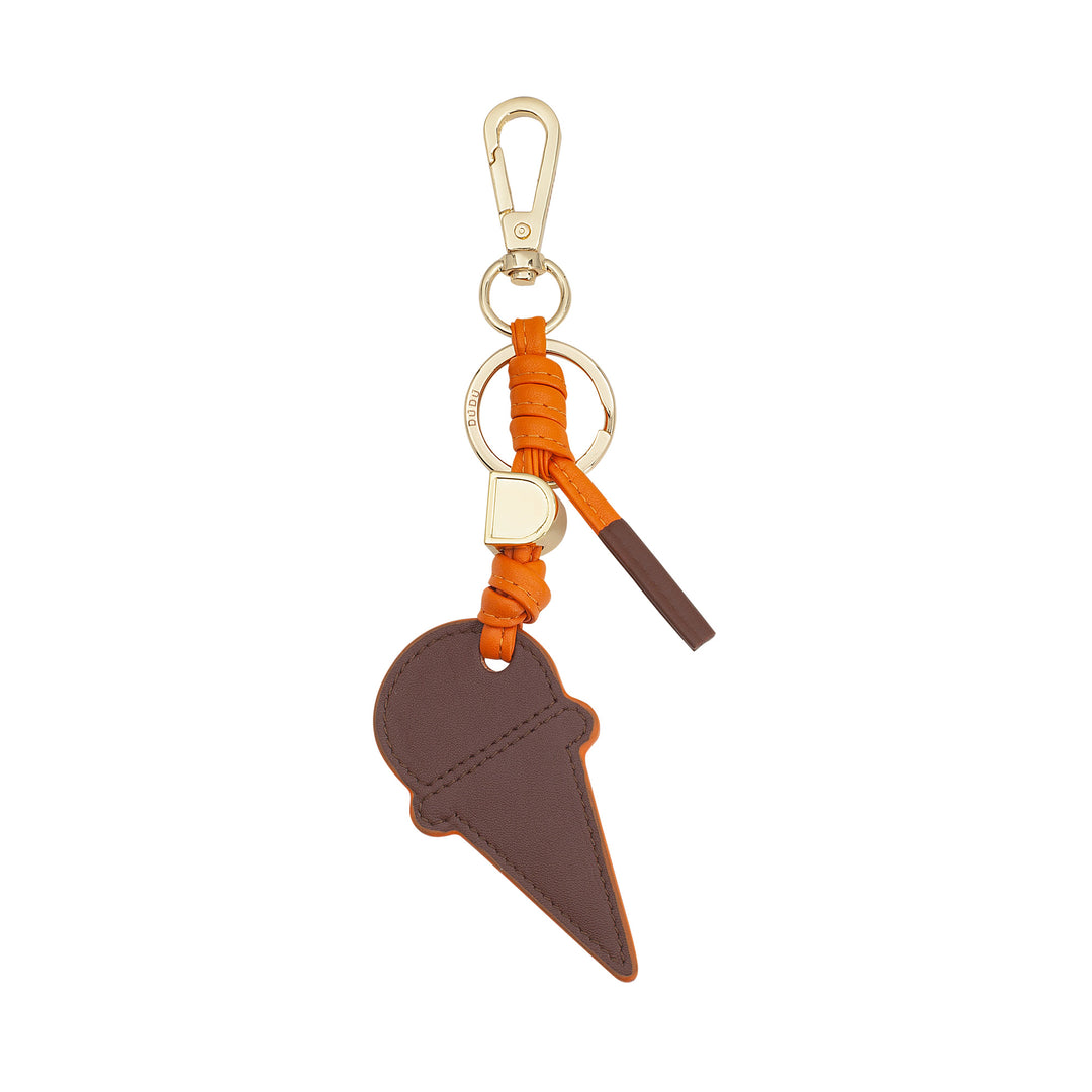 DUDU Leder-Schlüsselanhänger mit Eistüte, Schlüsselanhänger für Herren und Damen, mit Ring und Karabiner, Schlüsselanhänger im Sommer-Design