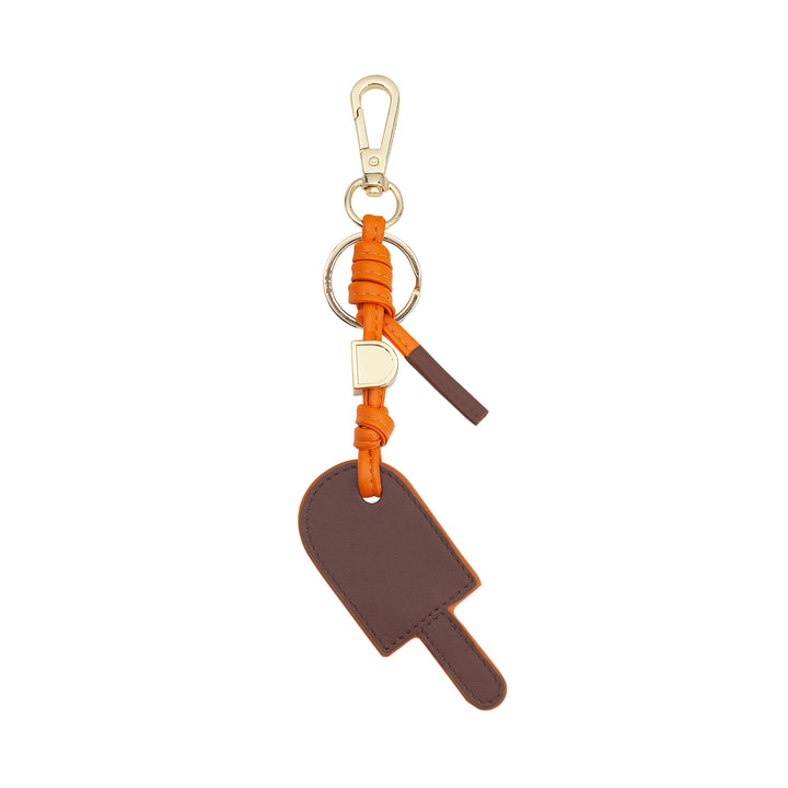 DUDU leather keychain stacked ice cream, keychain for men's women with ring and carabiner, colored summer design