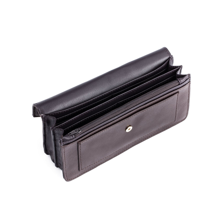 Damesportemonnee-etui, envelop, leren portemonnee, boter met portemonnee, knoopsluiting DUDU