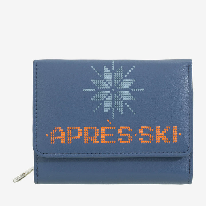 DUDU Kleine leren damesportemonnee met ritssluiting, compact ontwerp en après-ski-schrift, portemonnee voor kaarten en bankbiljetten, trendy mode