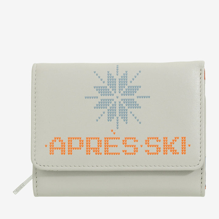 DUDU Kleine leren damesportemonnee met ritssluiting, compact ontwerp en après-ski-schrift, portemonnee voor kaarten en bankbiljetten, trendy mode
