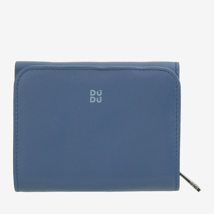 DUDU Kleine leren damesportemonnee met ritssluiting, compact ontwerp en après-ski-schrift, portemonnee voor kaarten en bankbiljetten, trendy mode
