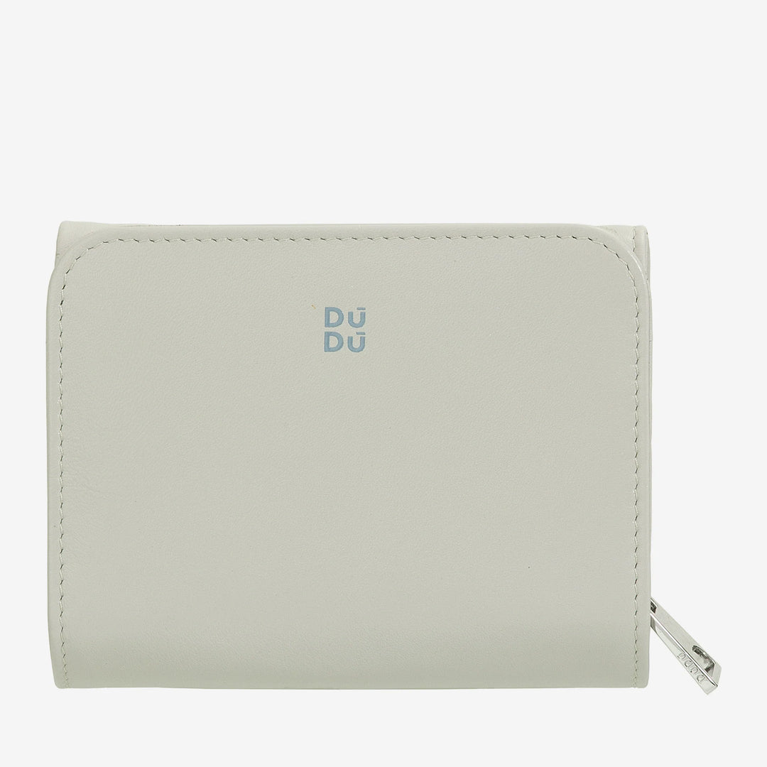 DUDU Kleine leren damesportemonnee met ritssluiting, compact ontwerp en après-ski-schrift, portemonnee voor kaarten en bankbiljetten, trendy mode