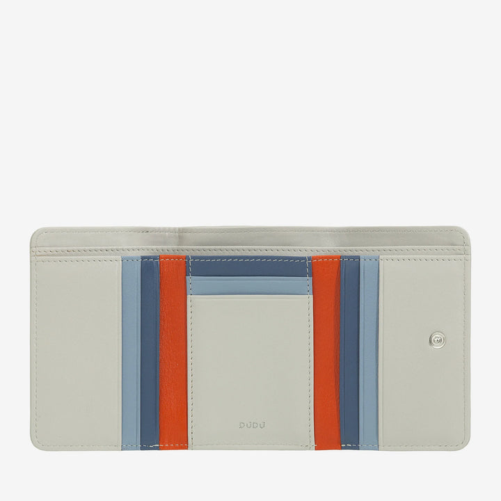 DUDU Kleine leren damesportemonnee met ritssluiting, compact ontwerp en après-ski-schrift, portemonnee voor kaarten en bankbiljetten, trendy mode