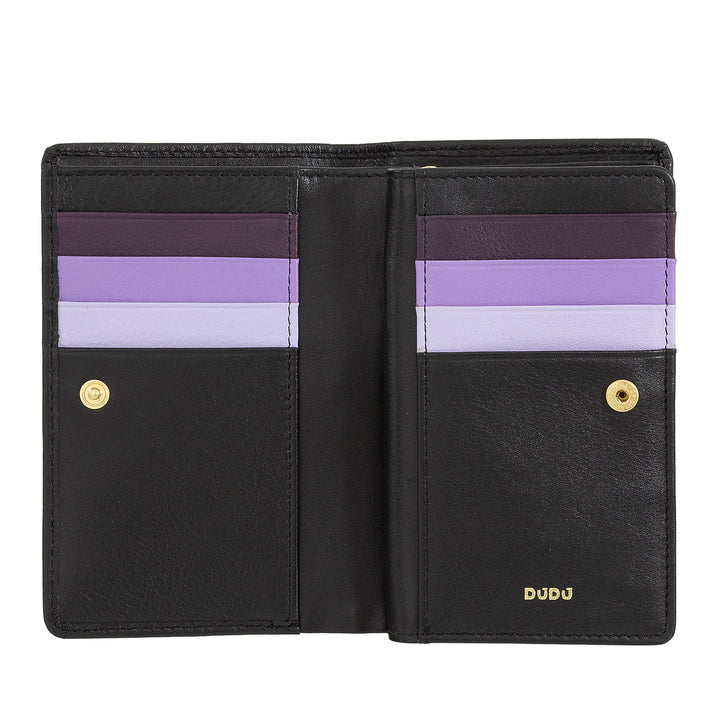 DUDU Bunte RFID-Damenbrieftasche aus mehrfarbigem Leder mit Münzfach mit Reißverschluss, Karten- und Kartenfächern