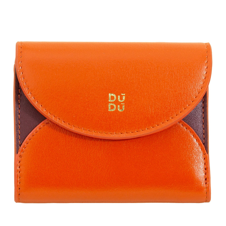DUDU Kleine compacte leren damesportemonnee met kaarthouder en portemonnee - Elegante en ruime damesportemonnees van echt leer