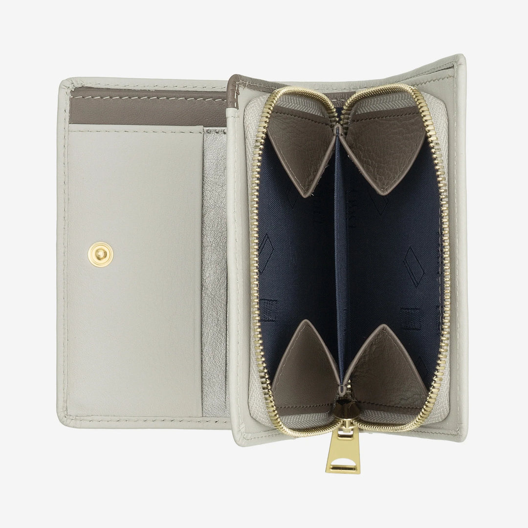DUDU Kleine Damenbrieftasche aus farbigem Leder mit Karten- und Kartenetui mit Reißverschluss und Knopf
