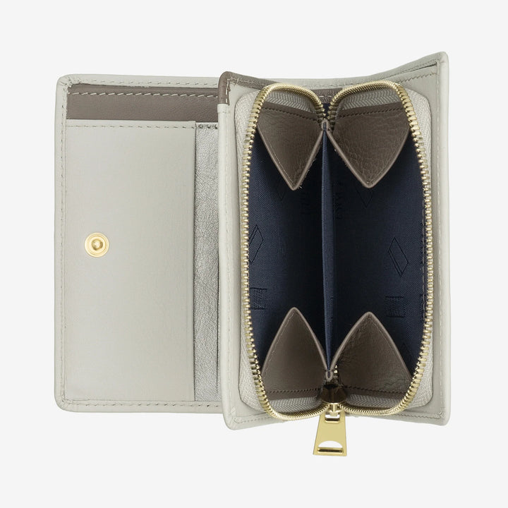 DUDU Kleine Damenbrieftasche aus farbigem Leder mit Karten- und Kartenetui mit Reißverschluss und Knopf