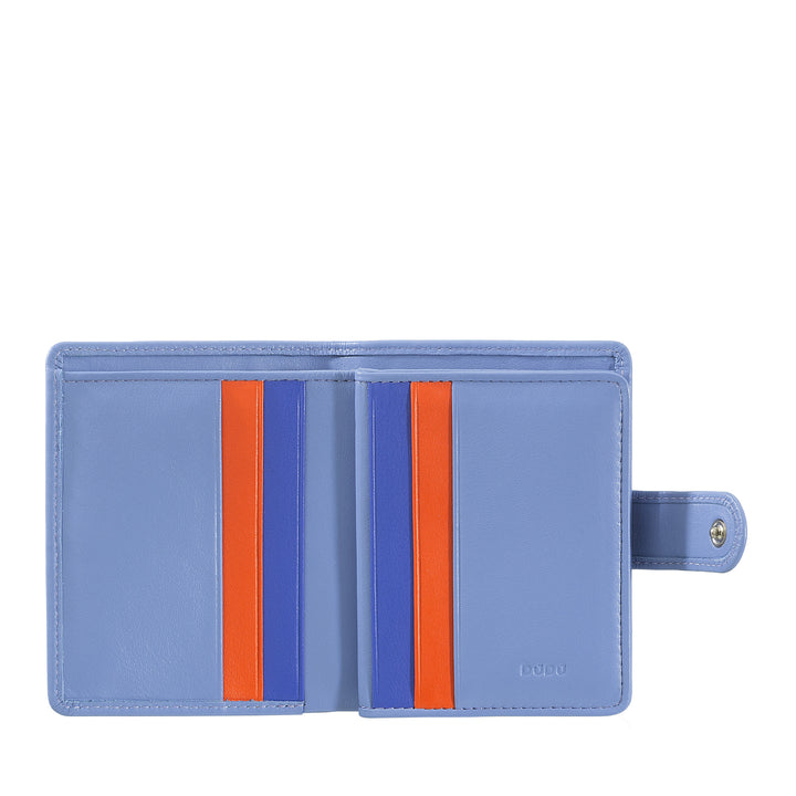 DUDU damesportemonnee van echt leer, kleine RFID-leren kaarthouder met ritssluiting, portemonnee, bankbiljetten, externe sluiting