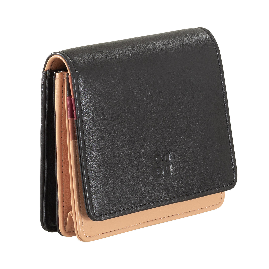 DUDU Women's Wallet Small RFID Shielded Leather Ultra Compact with Internal Zip and 8 Card Holders