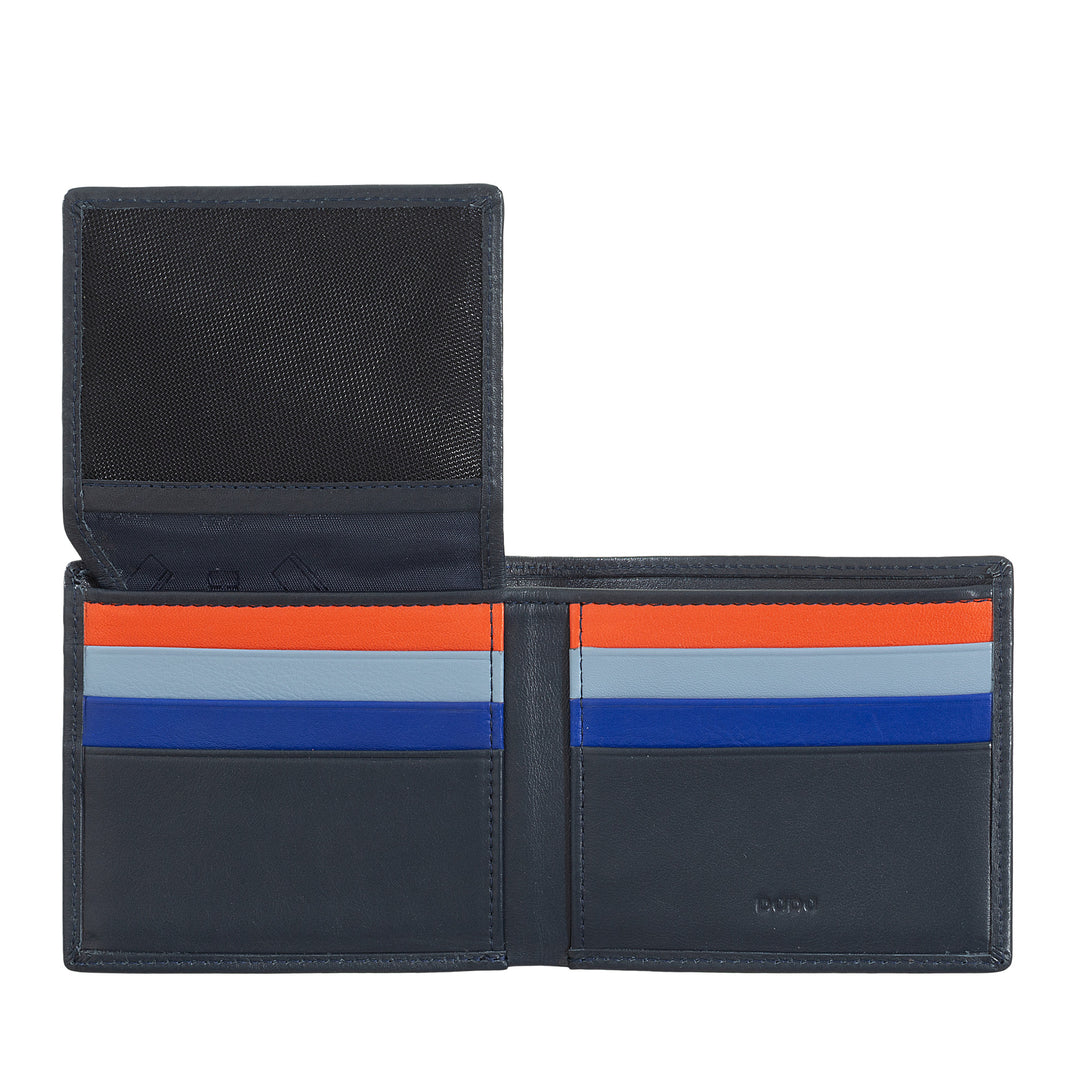 DUDU Kleine RFID-Herrenbrieftasche aus mehrfarbigem Leder mit Kartenhalter