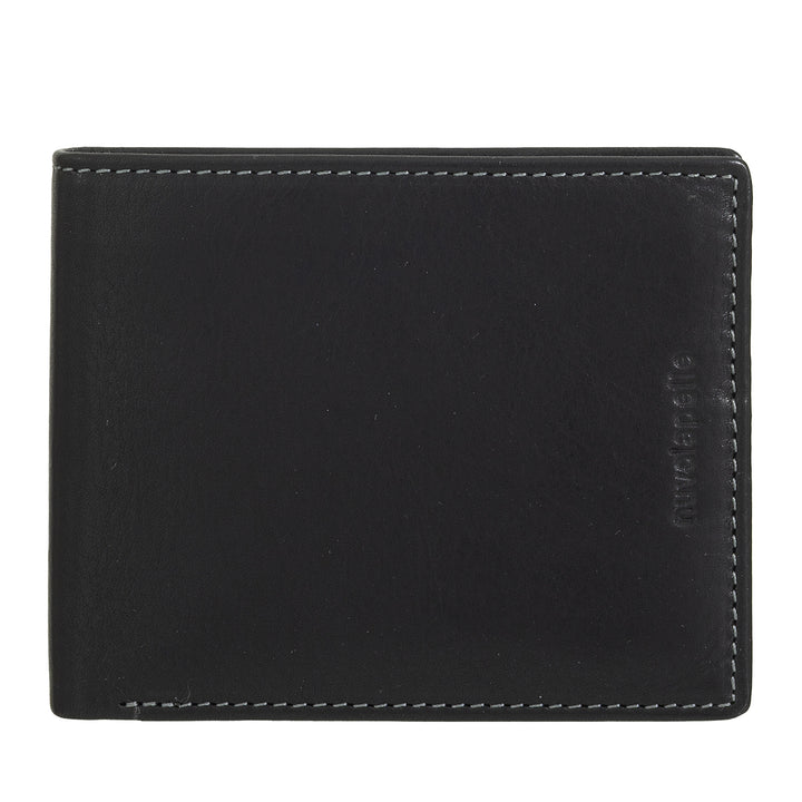 Nuvola Pelle Kleine Herren-Geldbörse aus Leder mit Münzfach – kompakt und elegant mit Fächern für Karten, Karten und Geldscheine, schlankes Design
