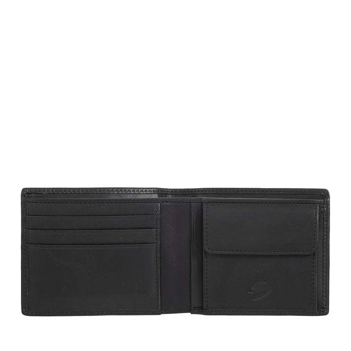 Nuvola Pelle Kleine Herren-Geldbörse aus Leder mit Münzfach – kompakt und elegant mit Fächern für Karten, Karten und Geldscheine, schlankes Design