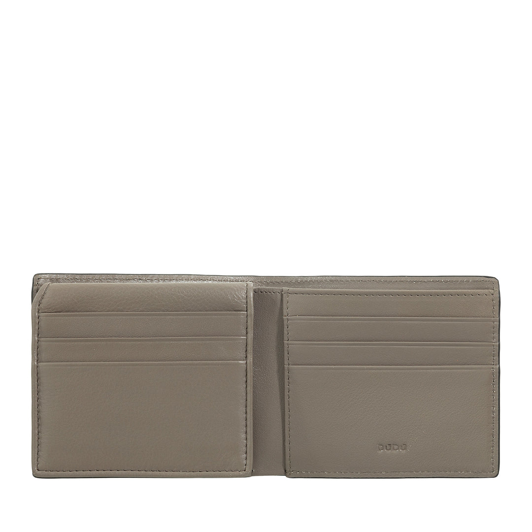 DUDU Kleine RFID-Herrenbrieftasche aus bedrucktem Leder, Kartenetui mit Innenklappe, ohne Münzfach, Tasche mit Netz