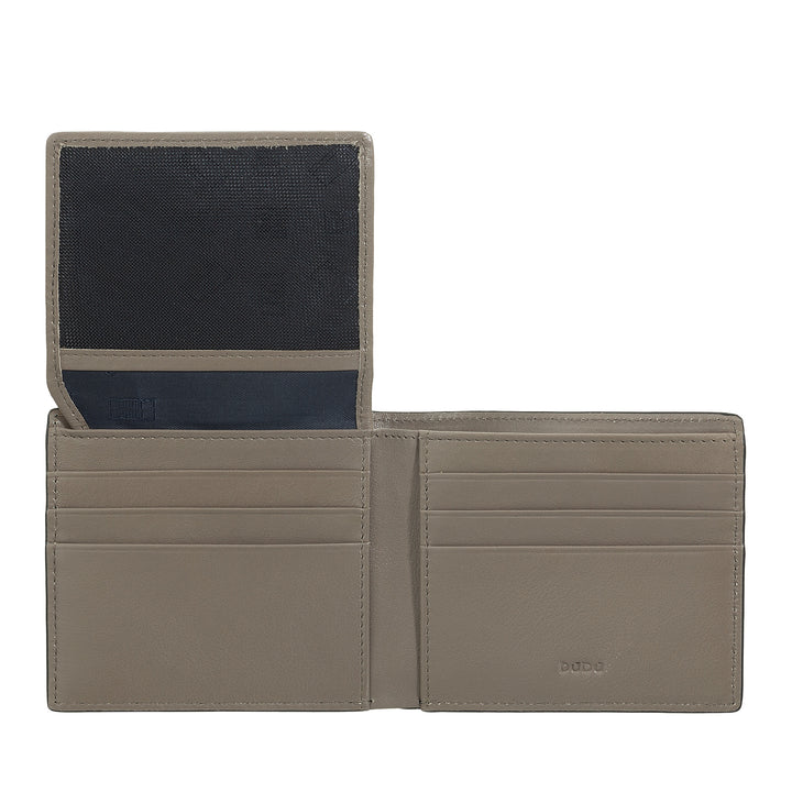 DUDU Kleine RFID-Herrenbrieftasche aus bedrucktem Leder, Kartenetui mit Innenklappe, ohne Münzfach, Tasche mit Netz