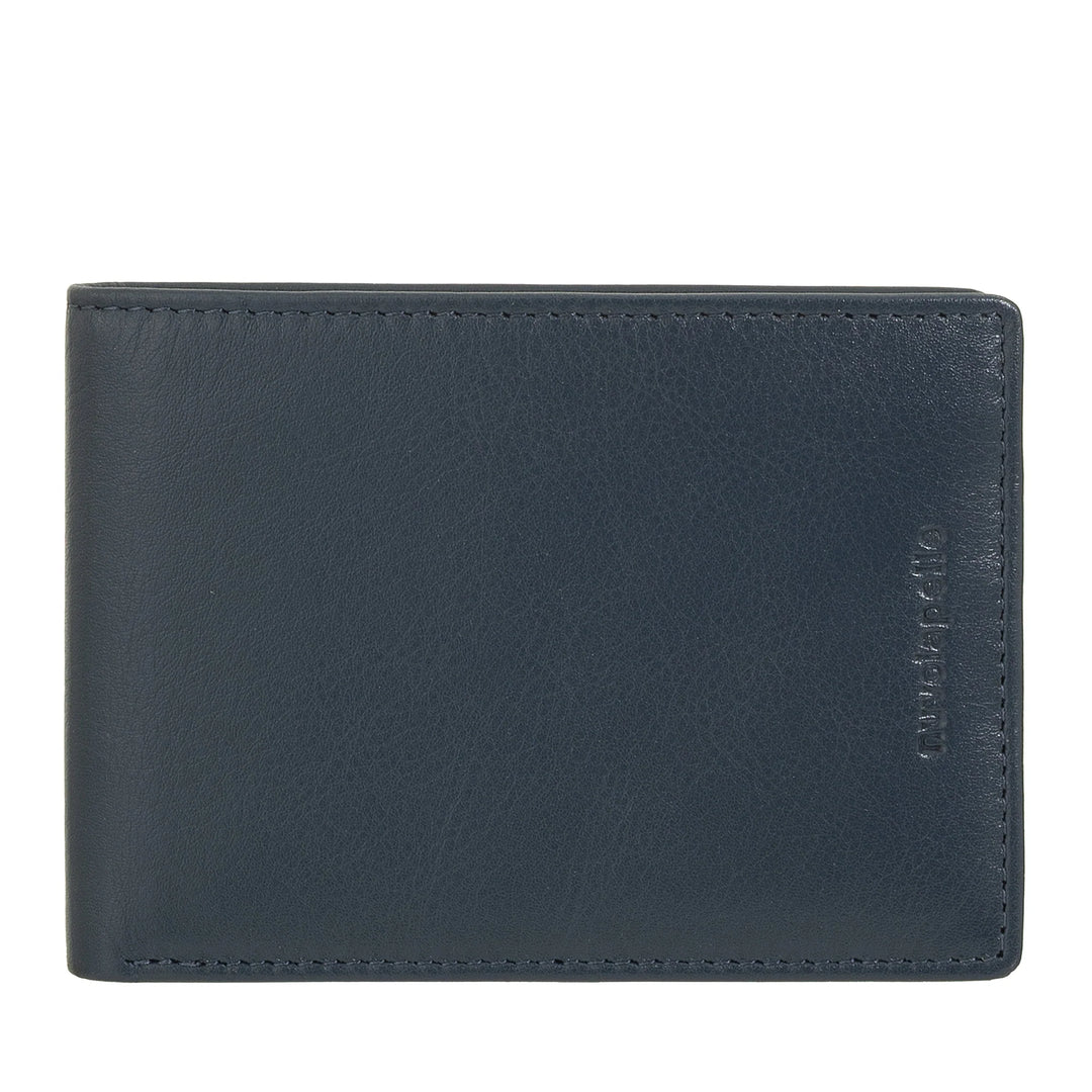 Nuvola Pelle Compact Slim Herren-Geldbörse aus echtem Leder – Geldscheinhalter und 6 Steckfächer für Karten und Dokumente