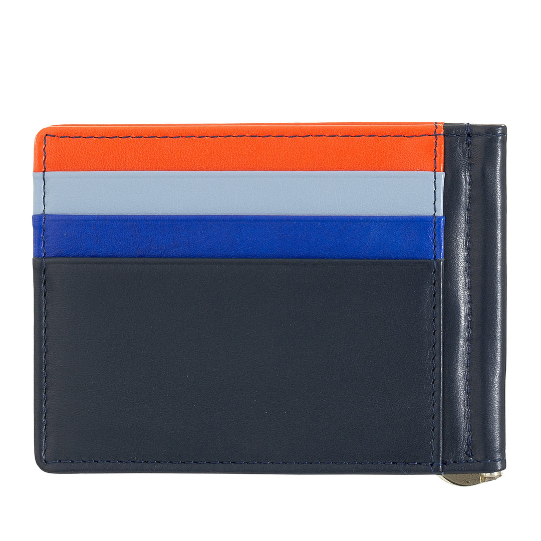 DUDU Men's Wallet with Leather Money Clips Credit Card Holder Clips Banknotes Thin Card Holders