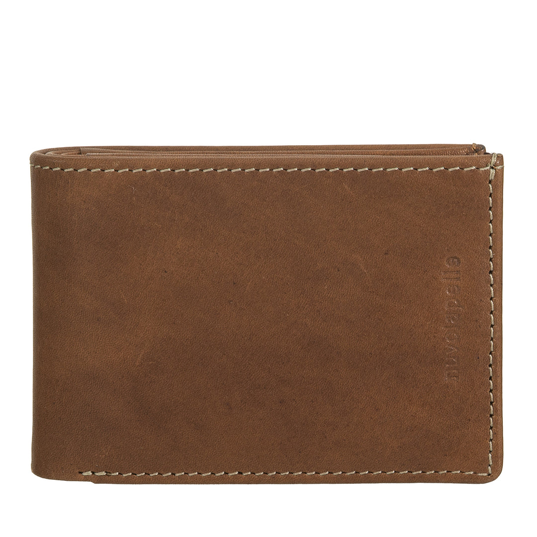 Nuvola Pelle Herren-Mini-Leder-Geldbörse mit Münzfach – kompakt und elegant, für Jackentasche, mit Kartenfächern, transparenten Fenstern und minimalistischem Design