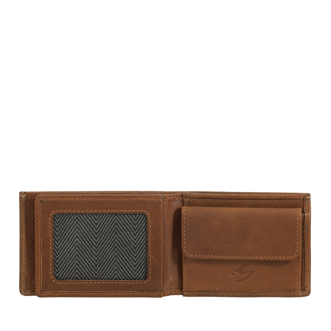 Nuvola Pelle Herren-Mini-Leder-Geldbörse mit Münzfach – kompakt und elegant, für Jackentasche, mit Kartenfächern, transparenten Fenstern und minimalistischem Design