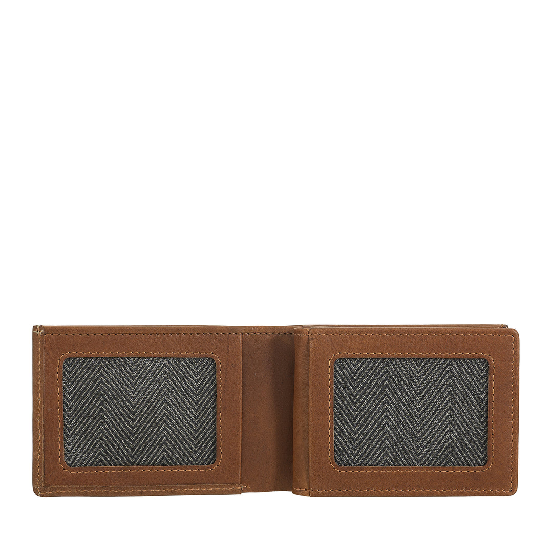 Nuvola Pelle Herren-Mini-Leder-Geldbörse mit Münzfach – kompakt und elegant, für Jackentasche, mit Kartenfächern, transparenten Fenstern und minimalistischem Design