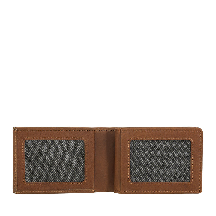 Nuvola Pelle Herren-Mini-Leder-Geldbörse mit Münzfach – kompakt und elegant, für Jackentasche, mit Kartenfächern, transparenten Fenstern und minimalistischem Design