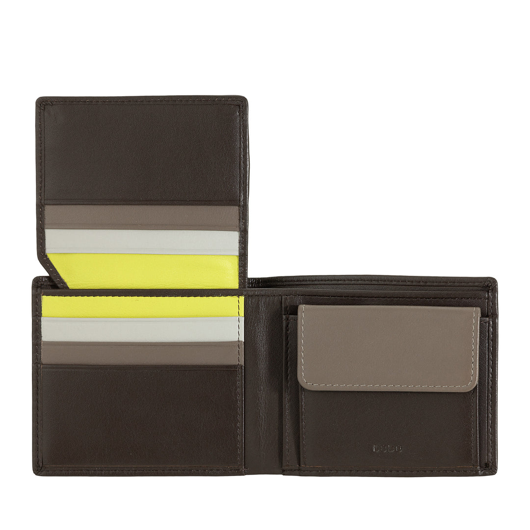 DUDU Kleine RFID-Herrenbrieftasche aus Leder mit Münzfach