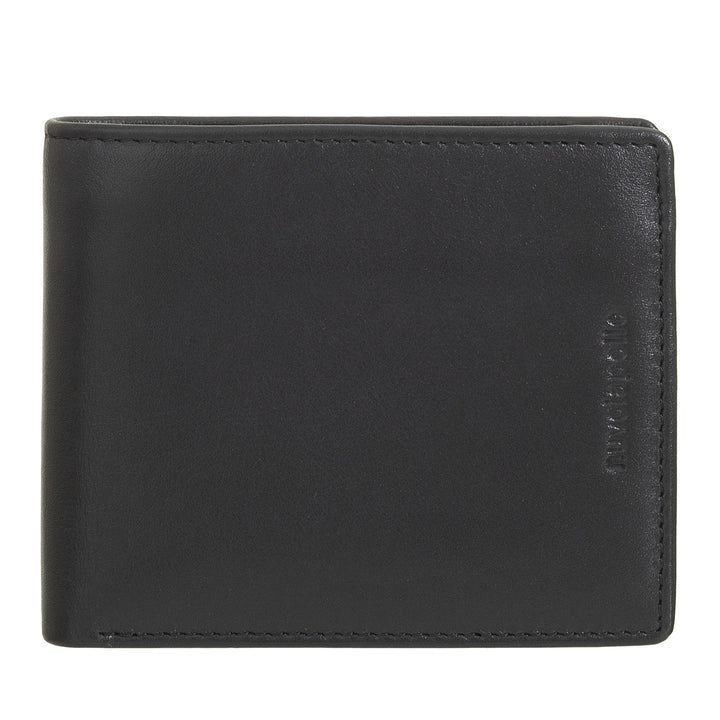 Kleine Herrenbrieftasche von Nuvola Pelle aus Nappaleder – Geldbörse mit Münzfach, Kartenhalter, Geldscheinen, transparentem Fenster und Innentasche mit Reißverschluss