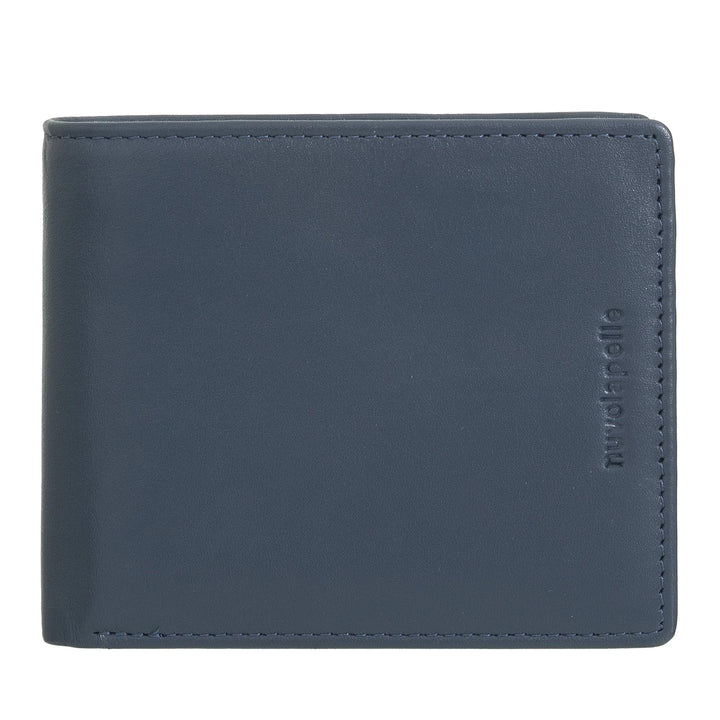 Kleine Herrenbrieftasche von Nuvola Pelle aus Nappaleder – Geldbörse mit Münzfach, Kartenhalter, Geldscheinen, transparentem Fenster und Innentasche mit Reißverschluss