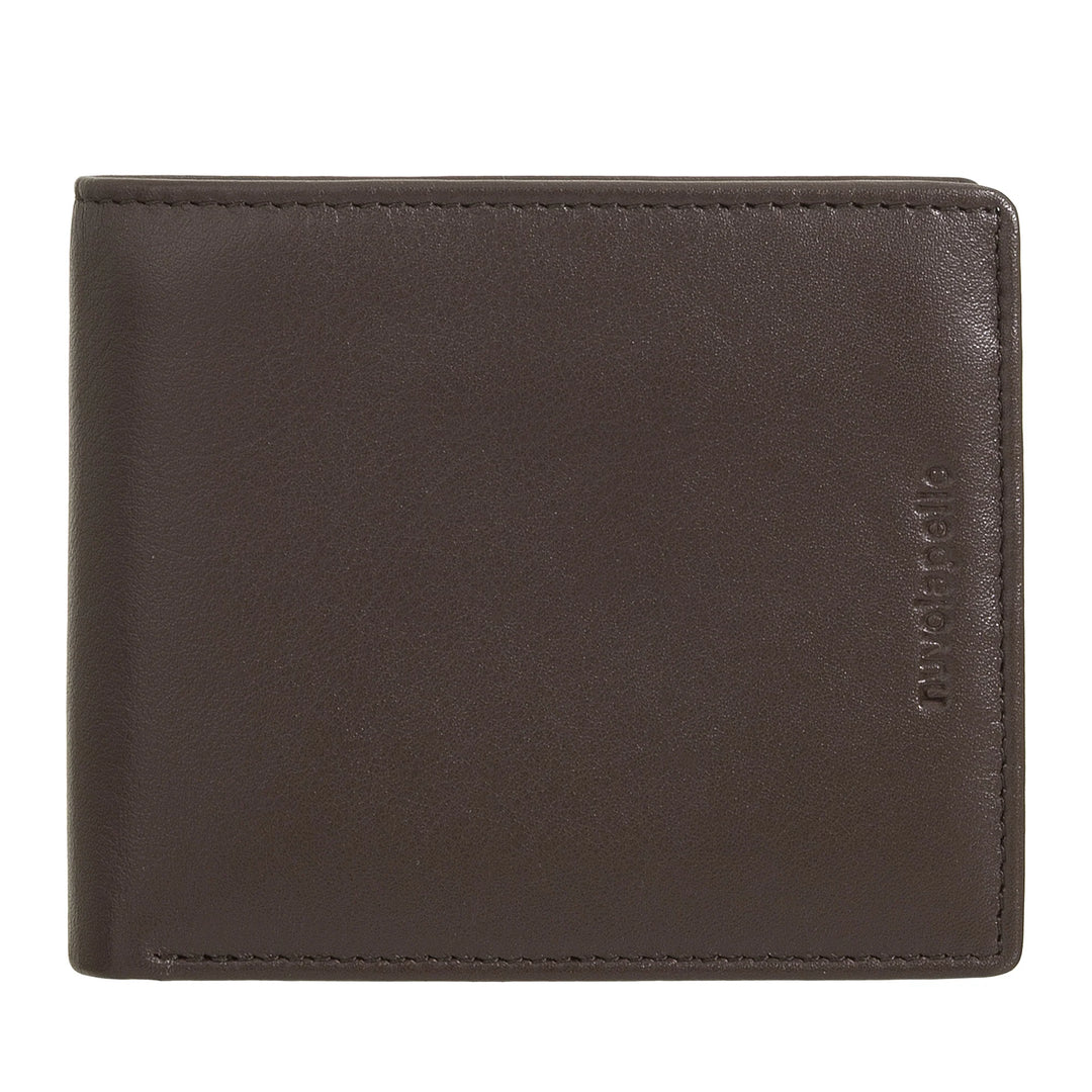 Kleine Herrenbrieftasche von Nuvola Pelle aus Nappaleder – Geldbörse mit Münzfach, Kartenhalter, Geldscheinen, transparentem Fenster und Innentasche mit Reißverschluss