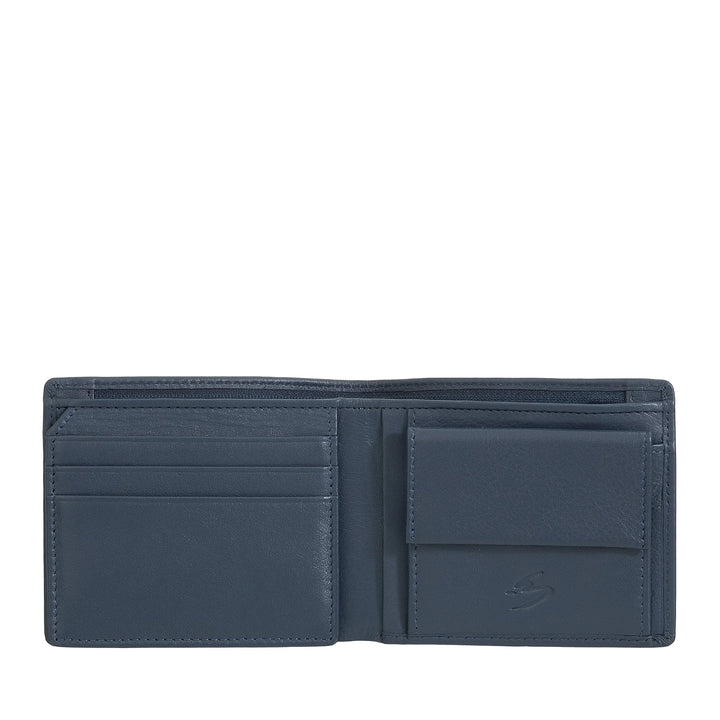 Kleine Herrenbrieftasche von Nuvola Pelle aus Nappaleder – Geldbörse mit Münzfach, Kartenhalter, Geldscheinen, transparentem Fenster und Innentasche mit Reißverschluss