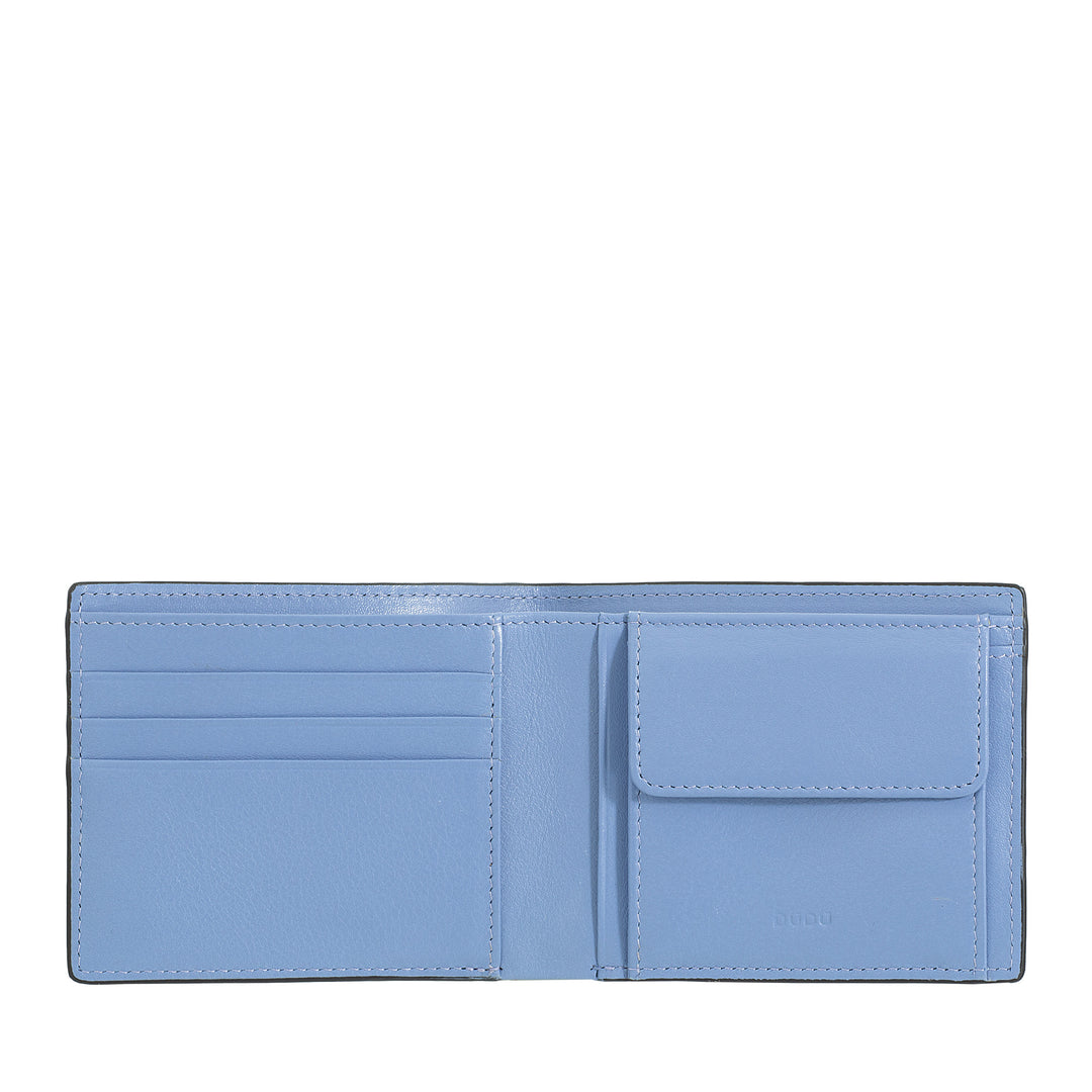 DUDU slanke herenportemonnee van bedrukt leer met RFID-bescherming - compact, elegant, klein formaat - creditcardhouder portemonnees met portemonnee