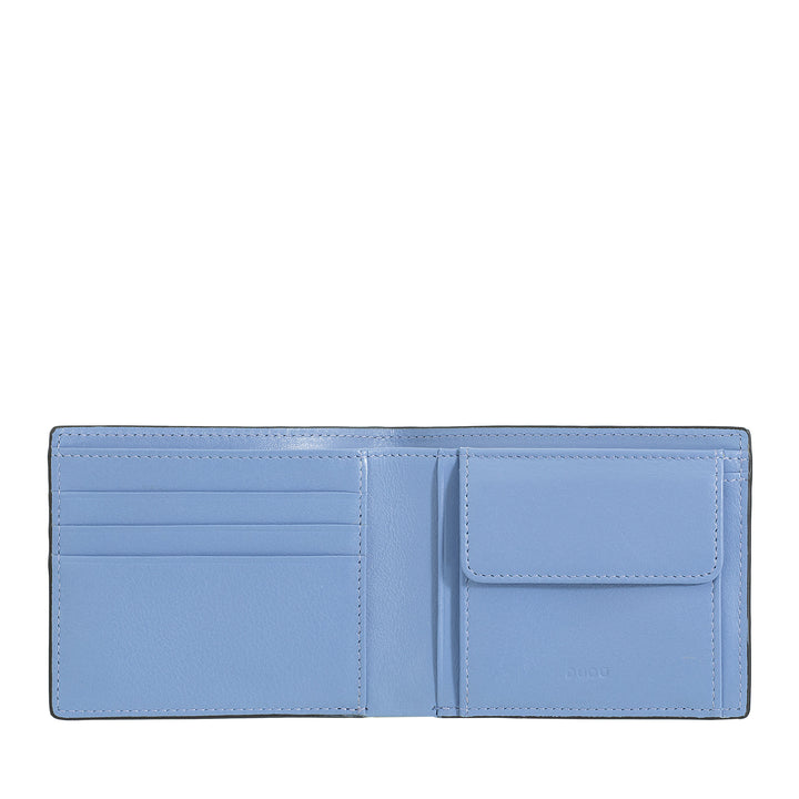 DUDU slanke herenportemonnee van bedrukt leer met RFID-bescherming - compact, elegant, klein formaat - creditcardhouder portemonnees met portemonnee