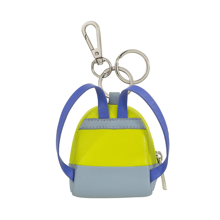DUDU Small Coin Purse Bag with Key Ring for Women in Leather, Mini Backpack Design, Zipper, Double Ring and Carabiner