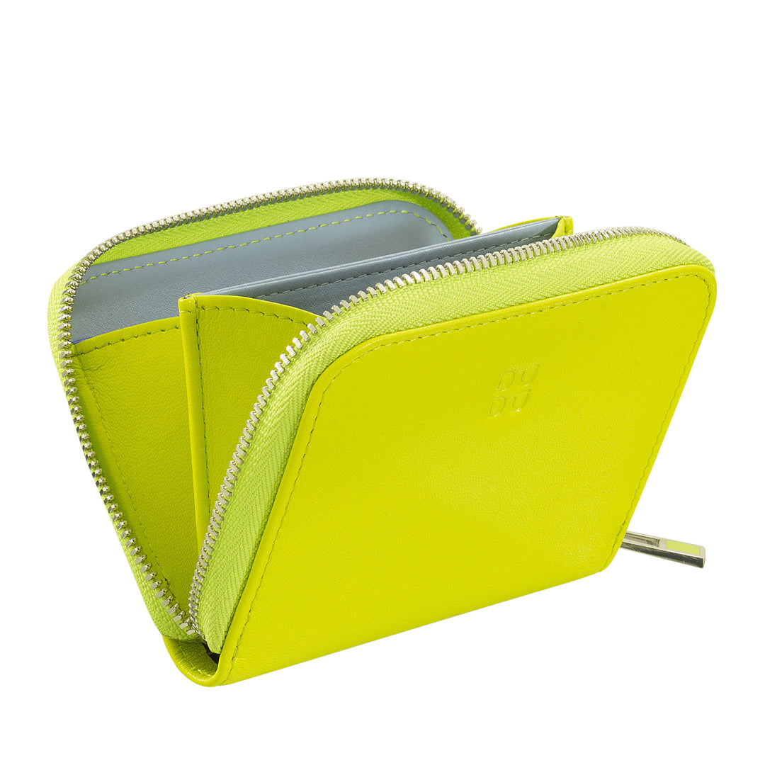 DUDU kleine portemonnee voor heren en dames van gekleurd leer met ritssluiting, kaartvakken, compacte portemonnee