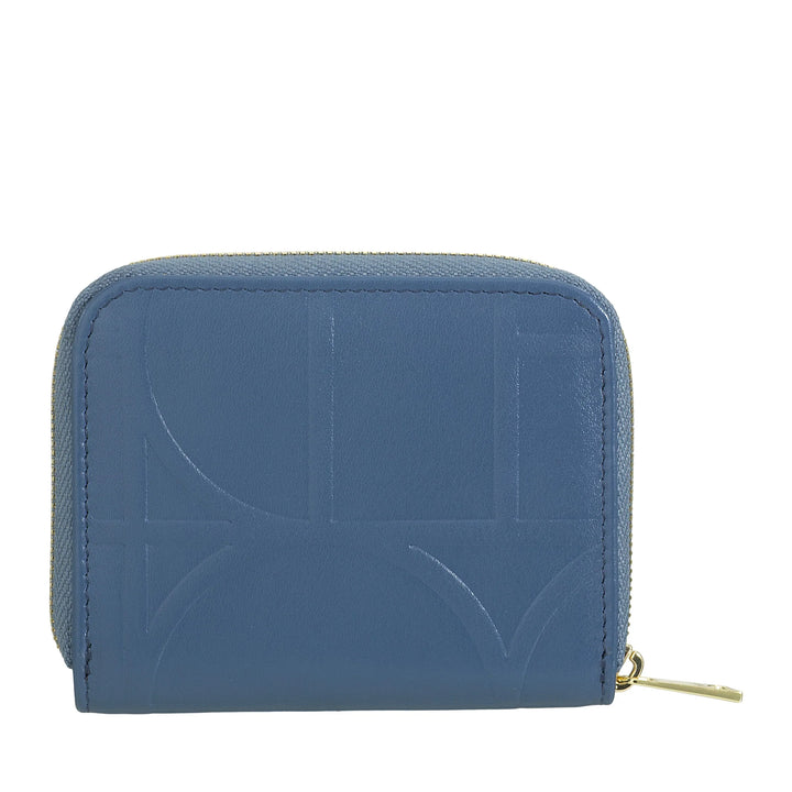 DUDU Kleine portemonnee voor heren en dames van bedrukt leer met ritssluiting, kaartvakken - Kleine compacte portemonnee
