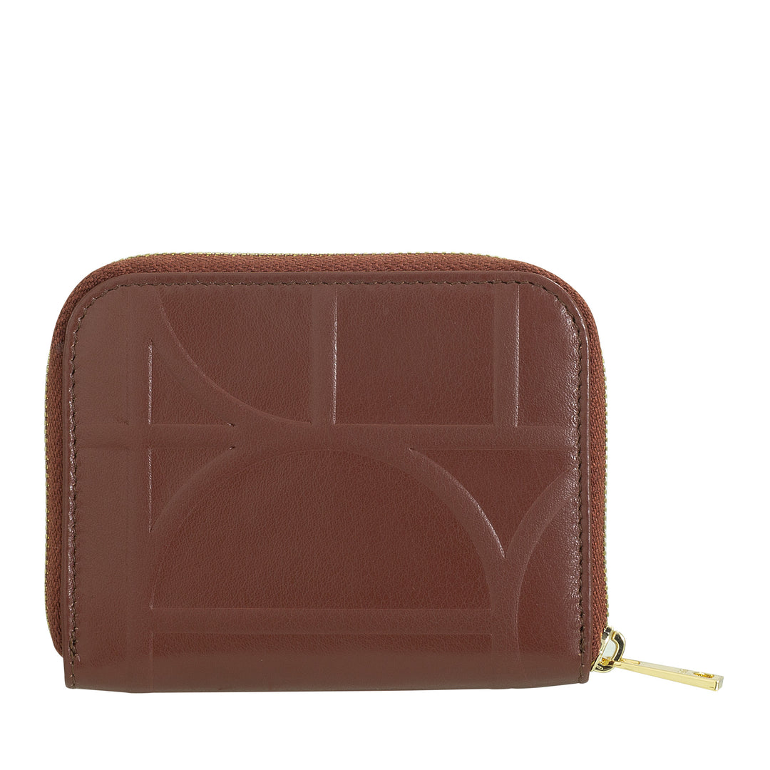 DUDU Kleine portemonnee voor heren en dames van bedrukt leer met ritssluiting, kaartvakken - Kleine compacte portemonnee