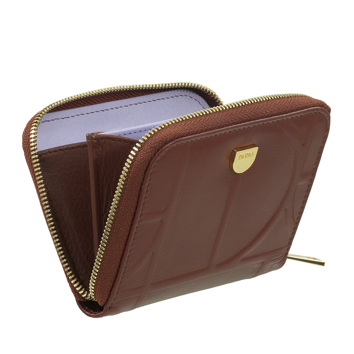 DUDU Kleine portemonnee voor heren en dames van bedrukt leer met ritssluiting, kaartvakken - Kleine compacte portemonnee