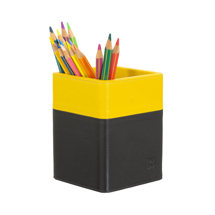 DUDU Designer Leather Desk Pen Holder, Pen Holder for Office Table, Colorful Pencil Holder