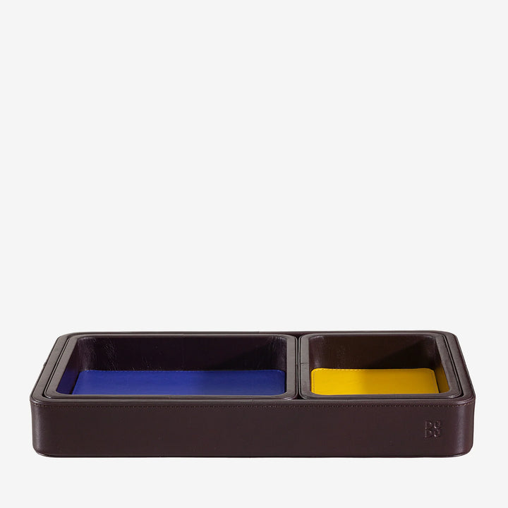DUDU Set of 3 pcs Leather Pocket Tray, Table Storage Tray Home Desk Office, Key Holder, Coins, Telephone