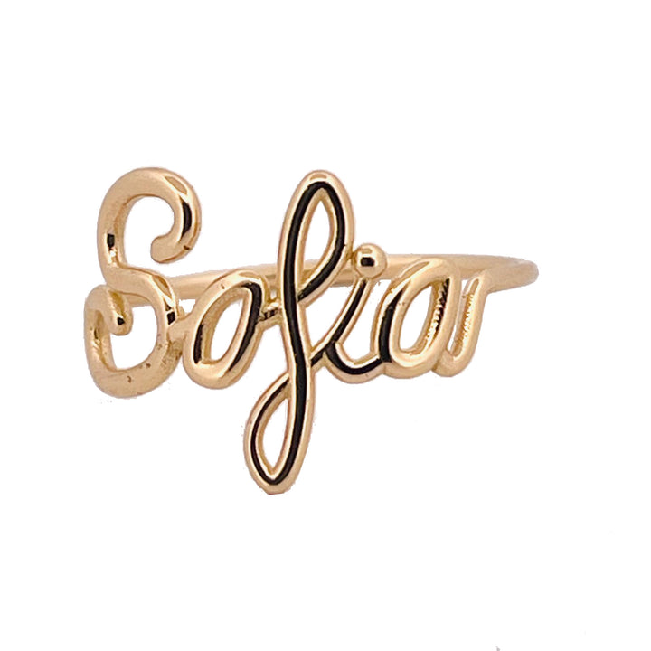 Ring with flush name in 18kt gold