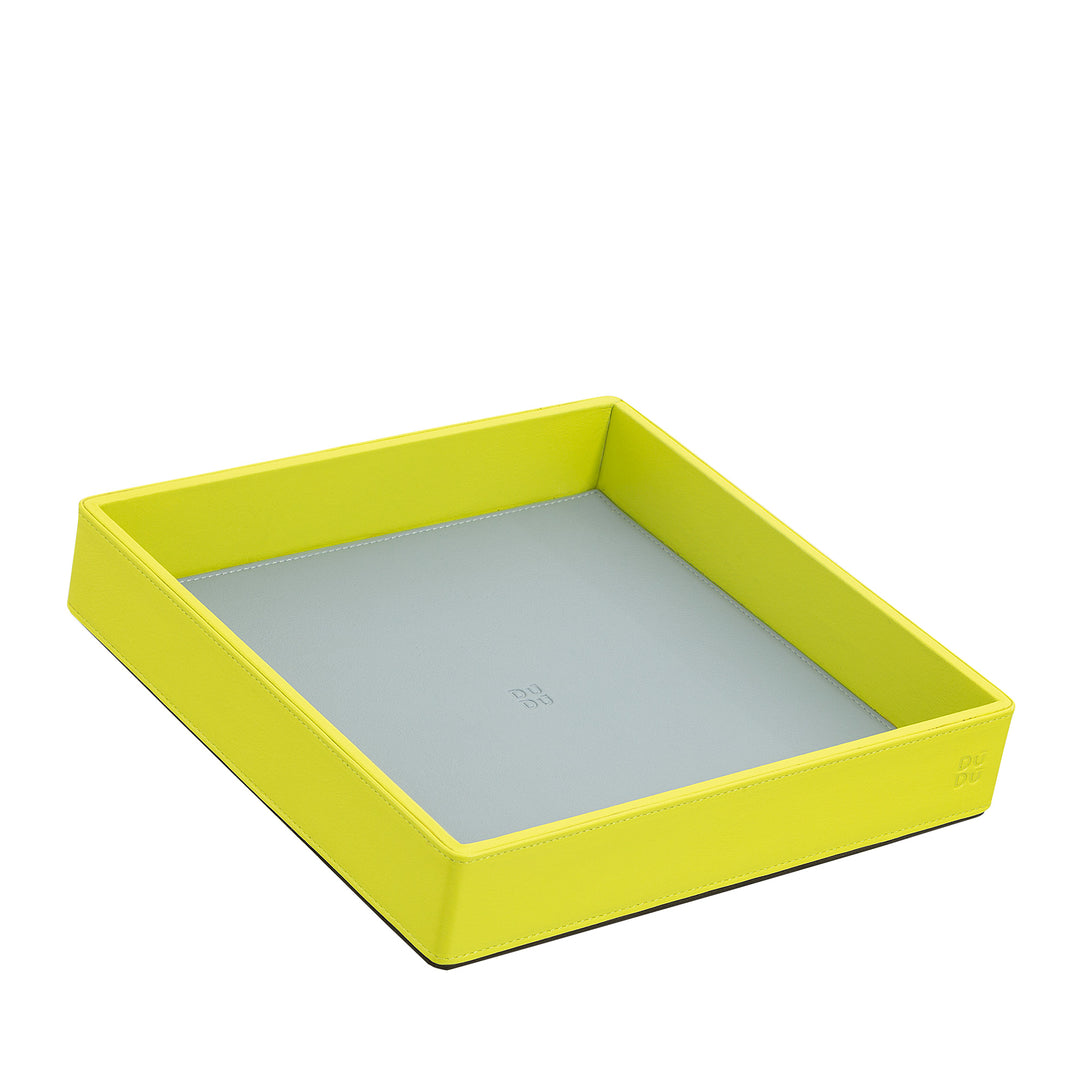 DUDU Designer-Taschentablett aus farbigem Leder für den Eingangsbereich mit Geschenkbox