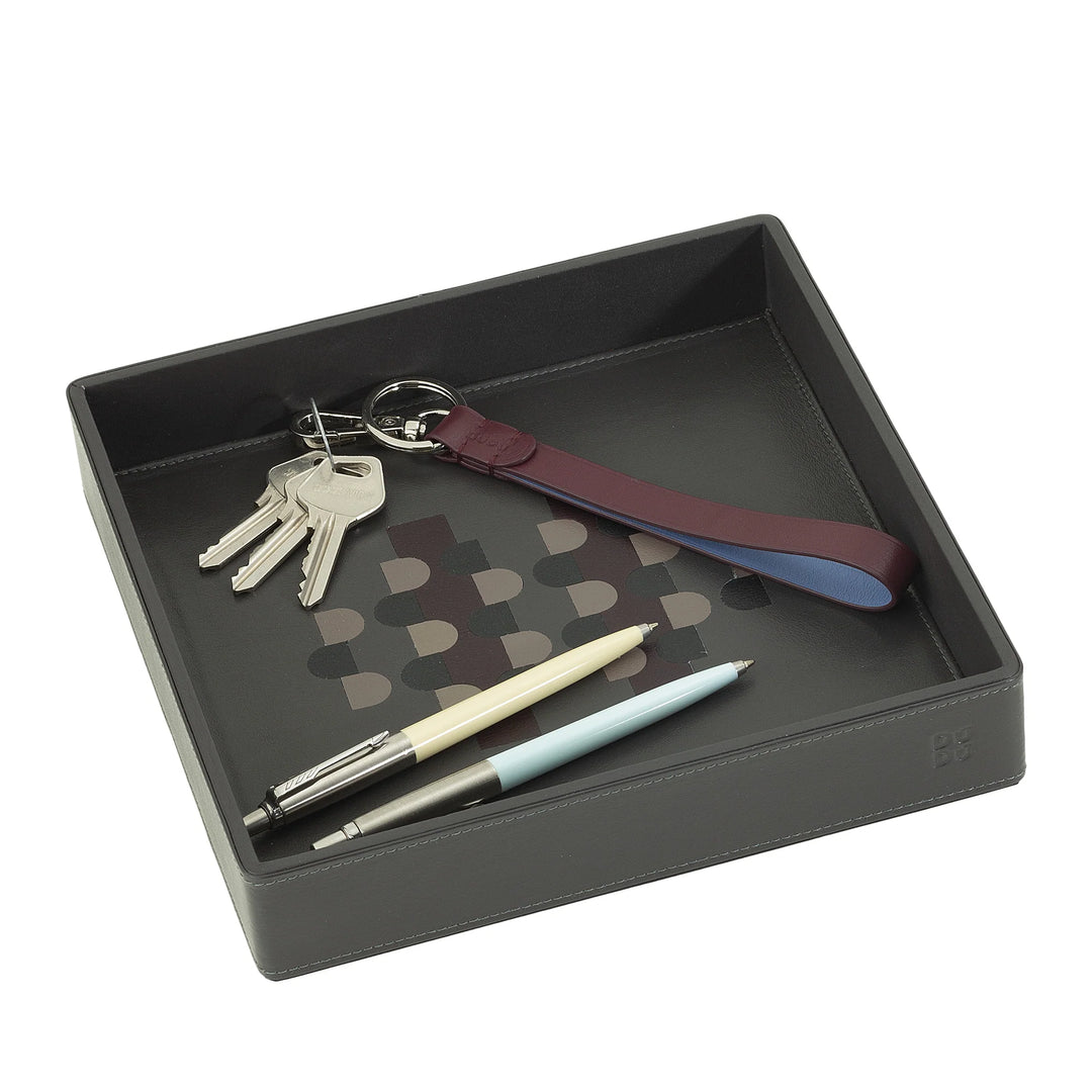 DUDU Designer-Taschentablett aus farbigem Leder für den Eingangsbereich mit Geschenkbox
