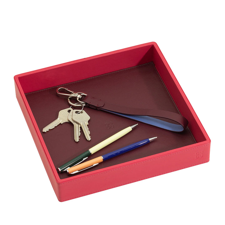 DUDU Entryway Designer Colored Leather Pocket Tray with Gift Box