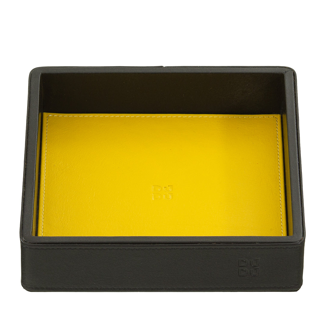 DUDU Entryway Designer Colored Leather Pocket Tray, 14x14cm, with Gift Box