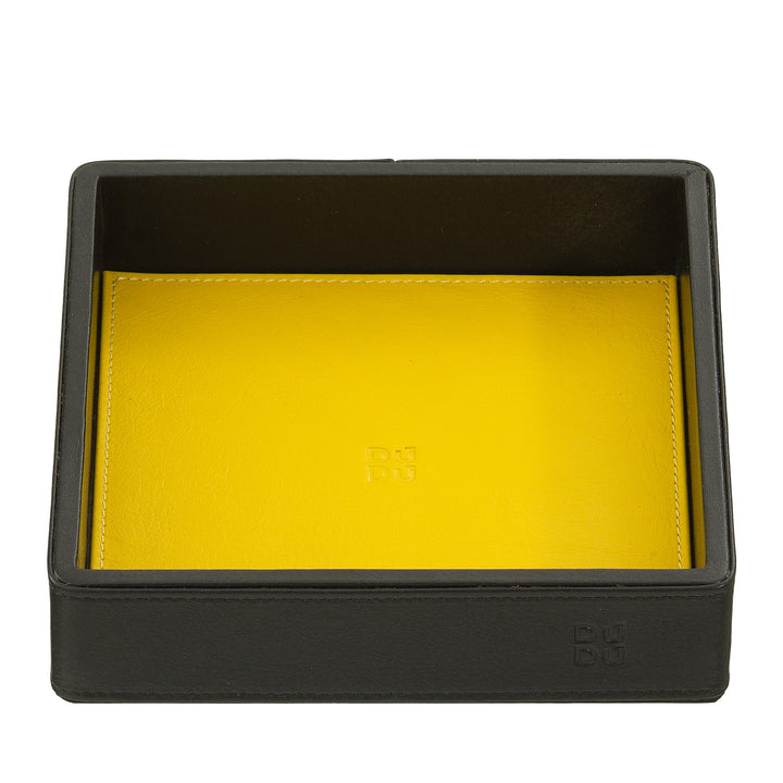 DUDU Entryway Designer Colored Leather Pocket Tray, 14x14cm, with Gift Box
