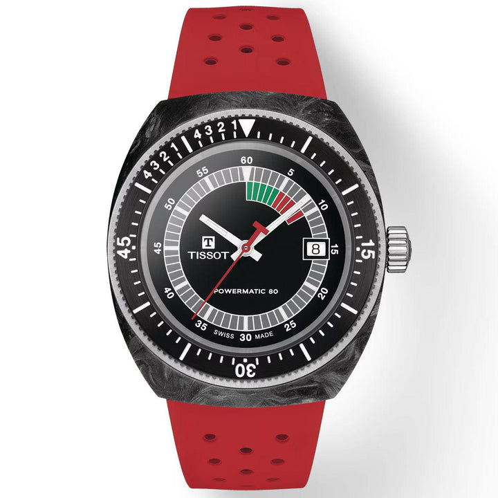 Tissot watch Sideral S Powermatic 80 41mm black automatic steel and carbon T145.407.97.057.02 - Capodagli 1937