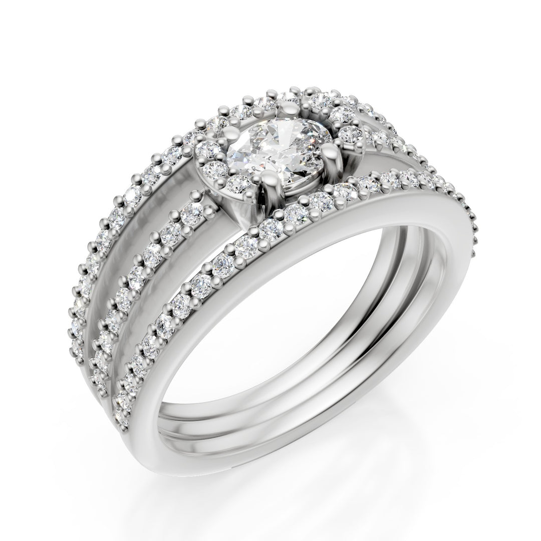 Golay ring band three rows pave&