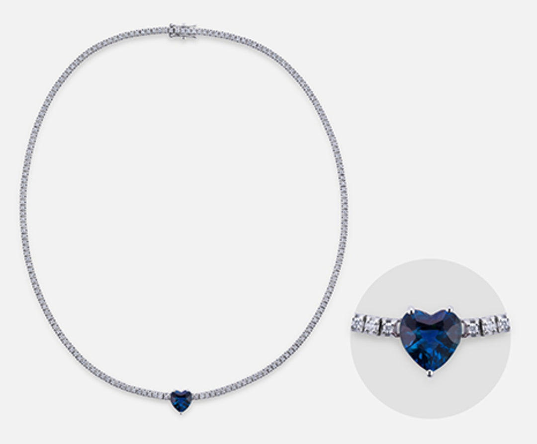 X-Diamond CL Tennis 9kt Lab g.d. blaues Herz ct. insgesamt 4,26 XDGTQ07WBZ375