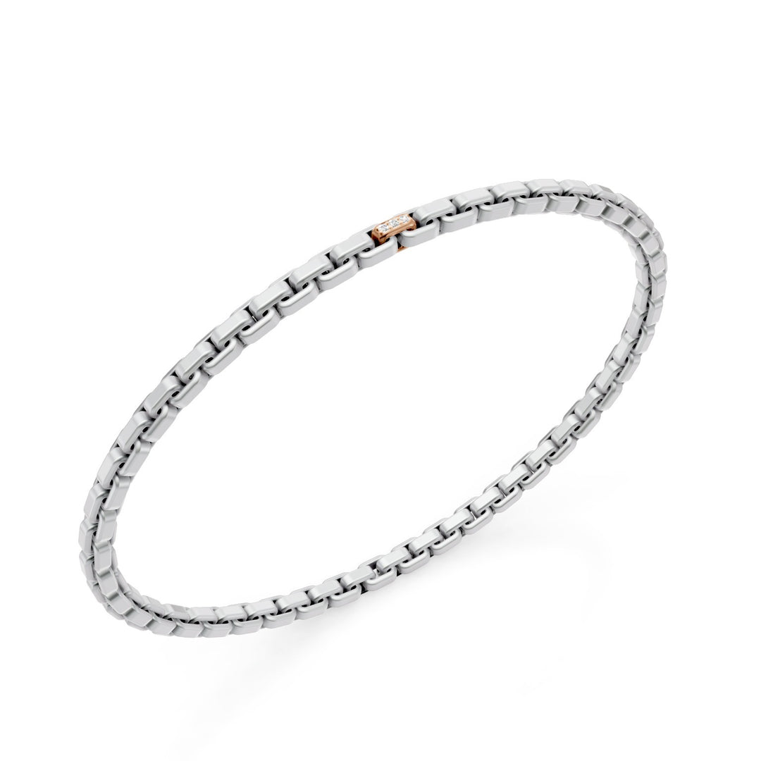 Golay-Platinarmband mit Pavé-Einsatz aus 18 Karat Roségold, quadratisches Glied, 18 cm GBR033E1PTO3DI-180
