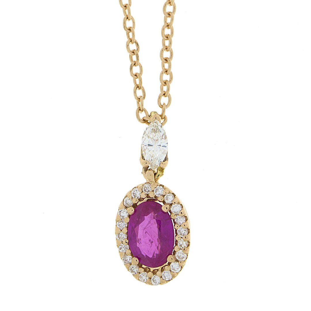 Golay 6x4 oval ruby necklace with diamond outline GRB200RU-22327110036